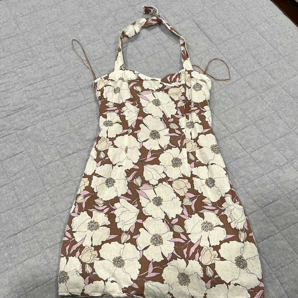 Abercrombie brown floral halter dress